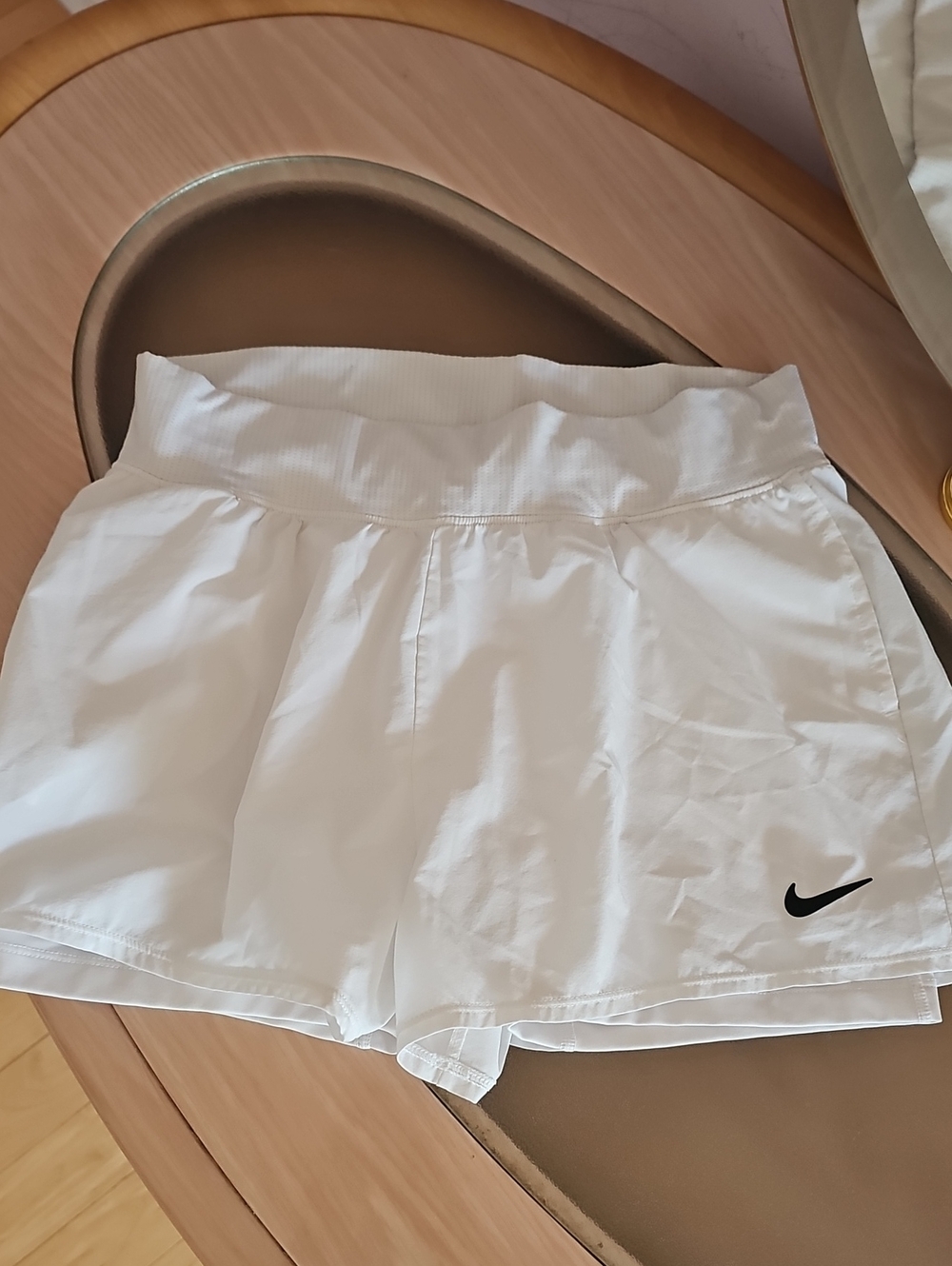 Nike White Tennis Shorts with Black Swoosh